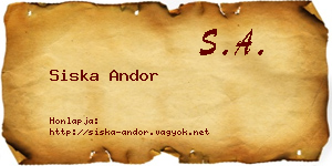 Siska Andor névjegykártya
